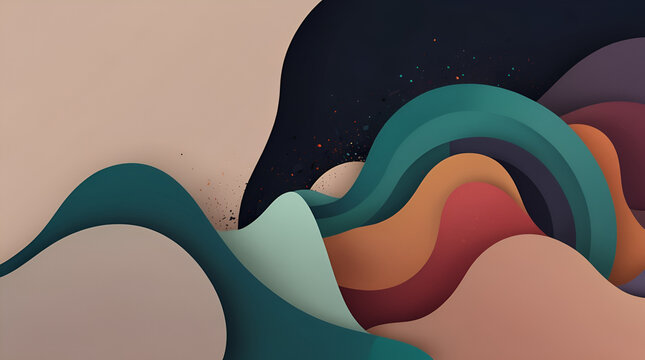 Abstract 3D rendered desktop background - vector art - Wavy shapes and lines - Generative AI