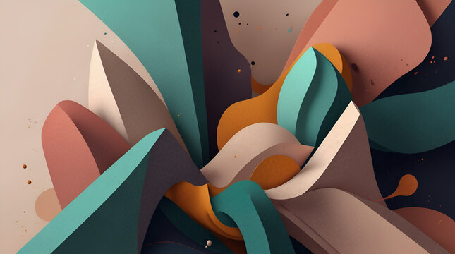 Colorful abstract shapes 3D render - Abstract desktop background vector artwork - Generative AI