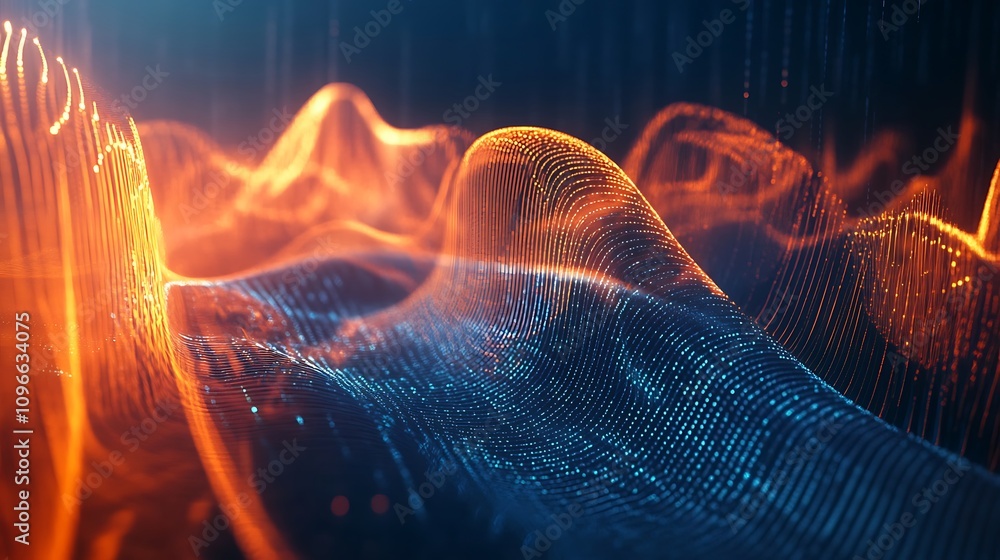 Aufkleber abstract wave patterns in vibrant colors representing data visualization and technology.