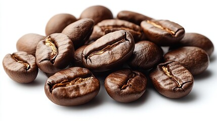 Naklejka premium Roasted Coffee Beans Closeup Brown Aromatic Energy Caffeine Drink Food Beverage Texture Agriculture