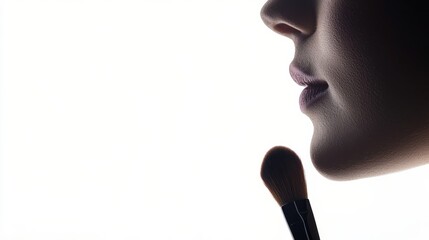 Makeup application process beauty studio minimalist side view artistry and self-expression