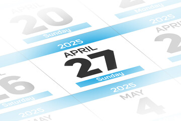 27 April 2025 year date calendar day illustration