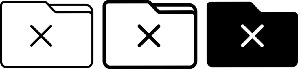 folder icon with cross mark set. file document import icon sign. Crossmark sign. Mail symbol. Computer Graphic design