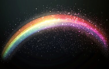 Rainbow on Transparent Background with White Sparkles, Vector Illustration for Design and Decoration, Cartoon or Fantasy Style.