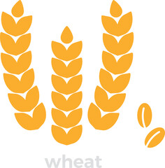 Wheat ears icon. Farm crop yellow symbol