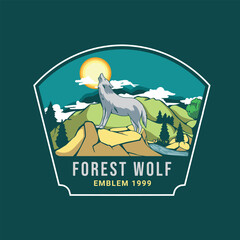 Wolf badge logo vector illustration