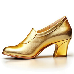 a gold shoe on white background