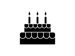 Birthday cake line icon, outline sign flat black trendy style illustration for web and apps on white background. eps vector illustration