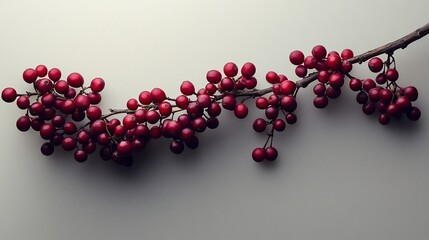 Red berries branch on light background.