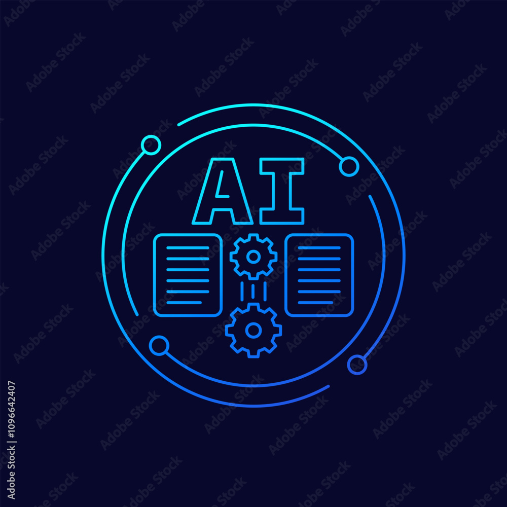 Poster ai for dms icon, data management linear vector design