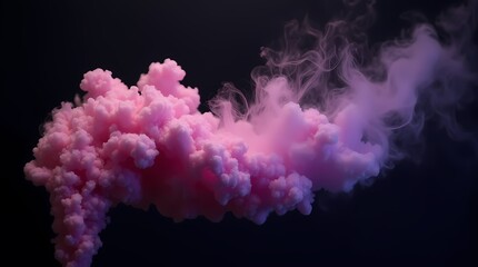 Fototapeta premium Purple and pink fluffy pastel smoke cloud on black background