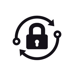 password reset icon with a lock, pictogram on white