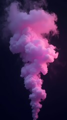 Purple and pink fluffy pastel smoke cloud on black background