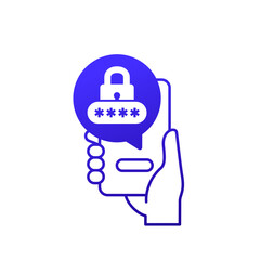 OTP verification icon, one-time passcode, mobile phone in hand