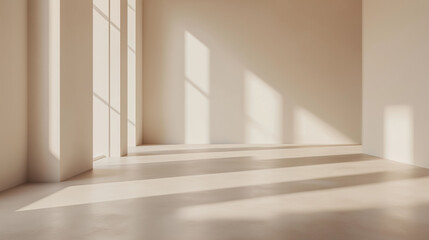 Fototapeta premium Elegant space with tall columns and soft shadows