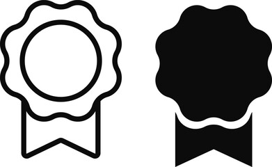 Set of badge with ribbons icon. approved or certified badge correct mark icon symbol. verified medal icon