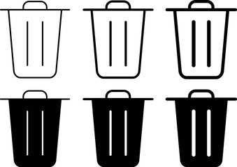 delete icon set.  trash dustbin sign. Bin icon symbol. delete sign and symbol