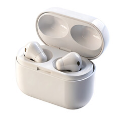 white wireless earbuds isolated on transparent background