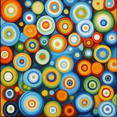 Abstract Colorful Circles Painting - Vibrant Concentric Patterns