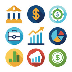 Comprehensive Collection of Finance Icons for Business and Money Management