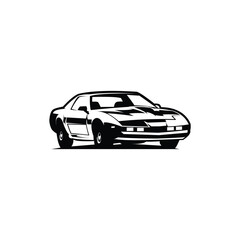 Naklejka premium Knight Rider silhouette vector american vintage car logo. isolated white background view from the side. best for logo, badge, emblem, icon, sticker design.