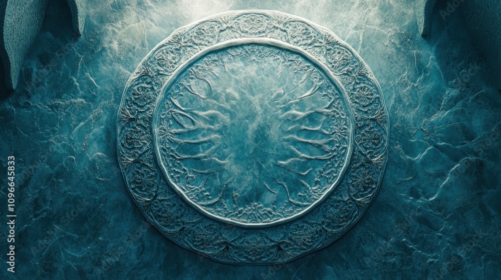 Poster shimmering blue gradient background with soft luminous details and intricate patterns, perfect for l