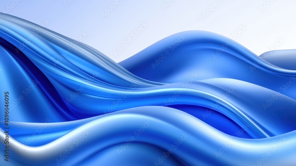 Poster shimmering blue gradient with smooth flowing textures and soft bokeh lights, exuding sophistication.