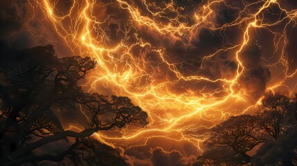 Lightning tree branches pattern outdoor illustration poster background
