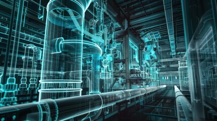 Fototapeta premium Abstract Industrial Design, Blueprint Architecture