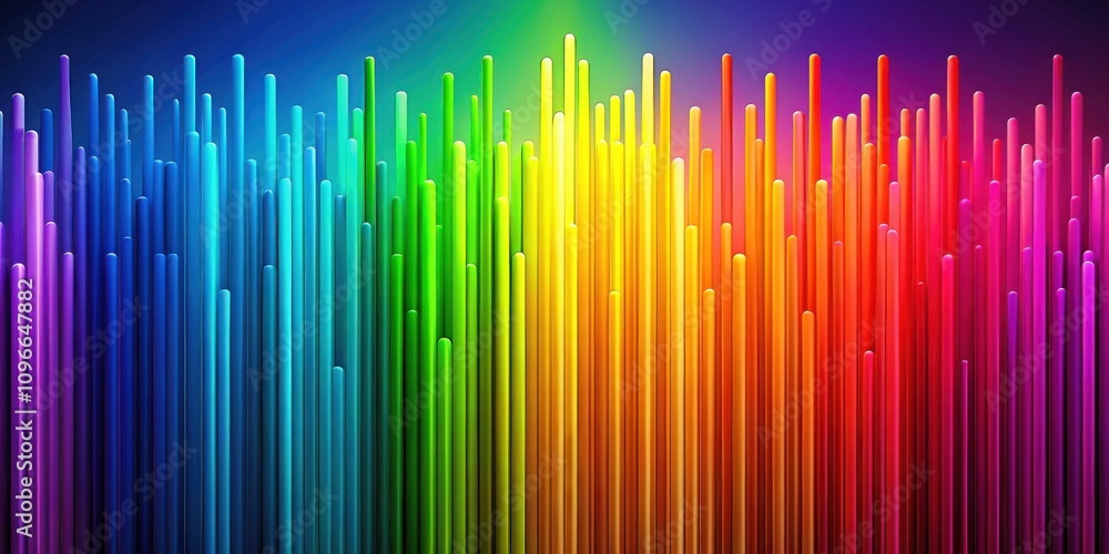 Poster Abstract Vibrant Rainbow Lines Background - A digital rendering of a vibrant rainbow composed of numerous vertical lines.