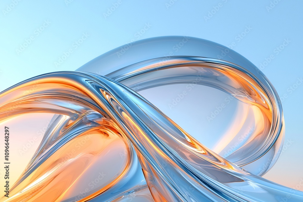 Poster abstract 3d art with flowing neon lines and shapes in a vibrant futuristic composition