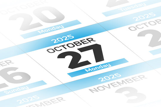 27 October 2025 year date calendar day illustration