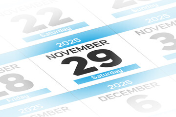 29 November 2025 year date calendar day illustration