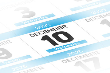 10 December 2025 year date calendar day illustration