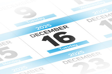16 December 2025 year date calendar day illustration