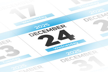 24 December 2025 year date calendar day illustration