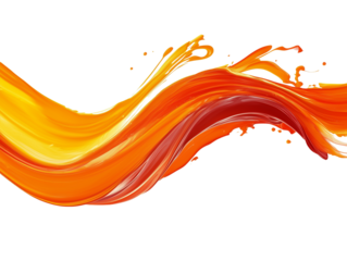 Vibrant Orange Brushstroke Isolated on transparent background