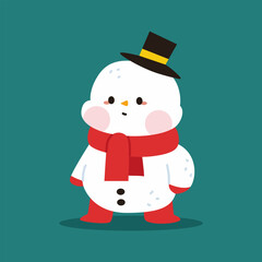 Cute Christmas snowman vector cartoon character.