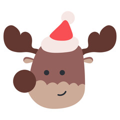 Reindeer head vector Christmas icon isolated on a white background.