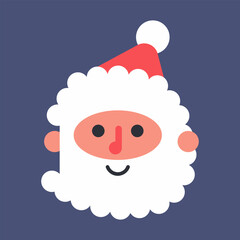 Santa Claus head vector Christmas icon isolated on a white background.