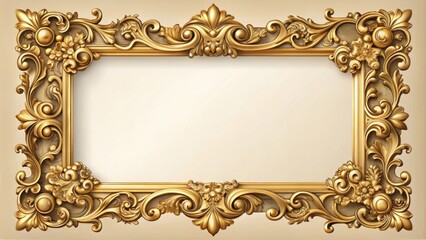 Ornate Golden Frame with Intricate Floral Motifs and Elegant Scrollwork