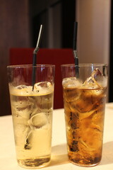Two types of iced ginger ale