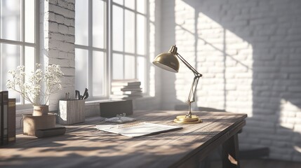 Sunlit Workspace: A Serene Desk by the Window