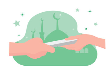 Charity and donation concept. Colored flat vector illustration isolated.