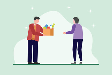 Charity and donation concept. Colored flat vector illustration isolated.