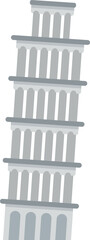 Pisa tower color icon. Italian landmark architecture
