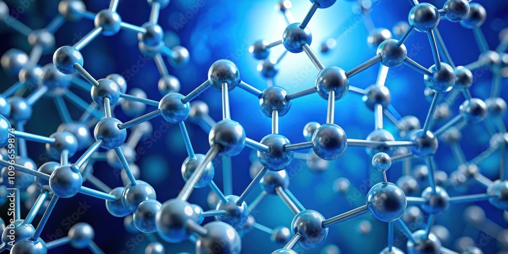 Fototapete interconnected metallic spheres forming a complex network of bonds, creating a visual representation