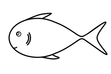 Doodle fish small swiming animal that can be used for sticker, book, scrapbook, icon, decorative, e.t.c with aesthetic black line color