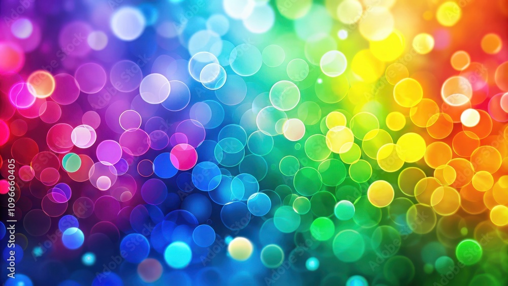 Poster Abstract colorful background with vibrant bokeh circles creating a gradient effect from deep red to bright yellow.