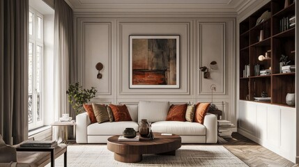 Cozy classic interior with a blend of vintage and contemporary elements